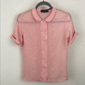 Vintage Jean De Pierre Pink Button-Up Blouse size 7/8